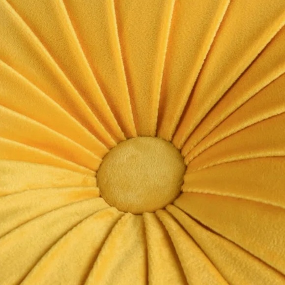 Yellow Round Velvet Throw Pillows - Picture 2 of 4